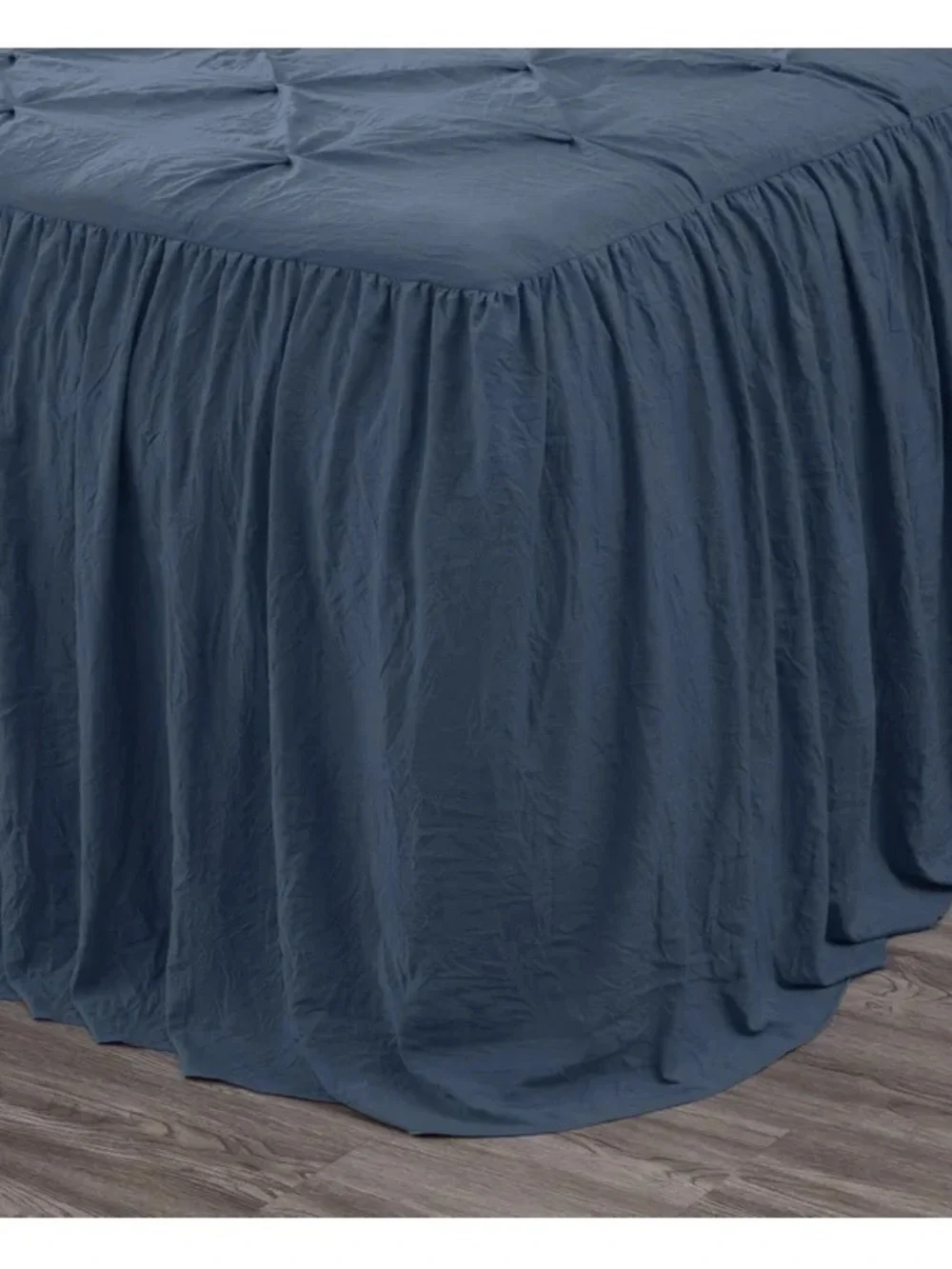 Blue Pintuck Queen 3 piece Bedspread Set - Classic Ruffled Comfort